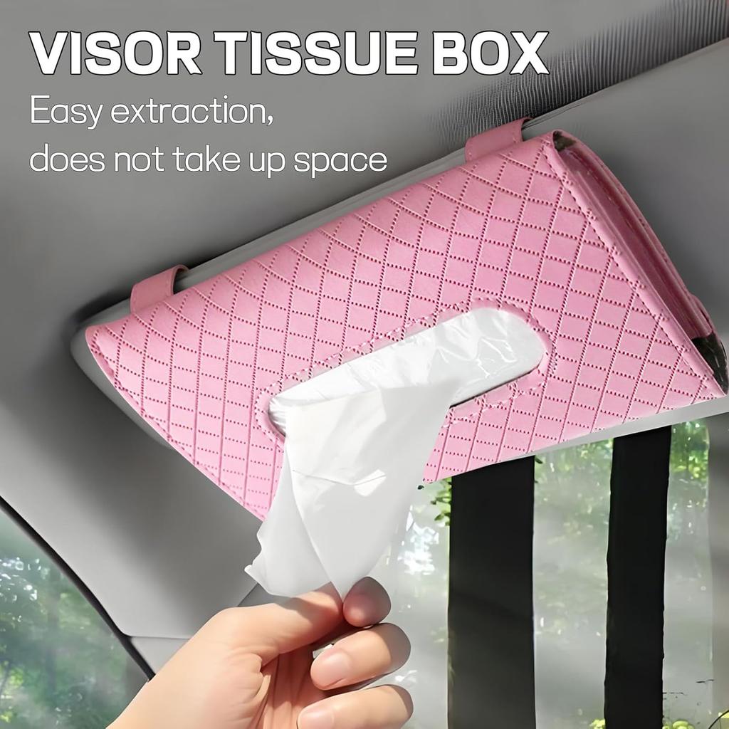 Car Tissue Holder, Leather Tissue Holder For Car Sun Visor, Rectangular Auto Sun Visor Napkin Holder Mask Dispenser, Universal Vehicle Tissue Box Sun