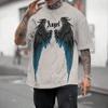 Men's T-Shirt With Wing Pattern Printed T-Shirt Casual Short Sleeved T-Shirts Oversized Men Clothing Tops Outdoor Street Clothes
