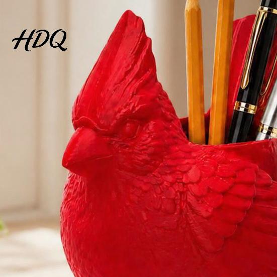 Прочный контейнер для ручек 3D-печать Красная птица Держатель Милое животное Карандаш Стол