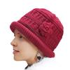 Women Thicken Knitted Hat Flower Crochet Bucket Hat for Elderly Women Winter Warm Fisherman Hat for Outdoor Activities
