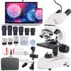 Misoterm Compound Binocular Microscope Dual LED Illumination Microscope XY Axis Loading Stage Mobile Vernier Caliper Stereo Microscope for Students