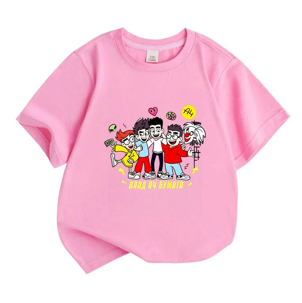 Kids Boys Girls Casual Short Sleeve O-Neck 100% Cotton T-Shirt Cute Cartoon Friends Group Print Soft Breathable Summer Tops for Children Daily Wear Bi