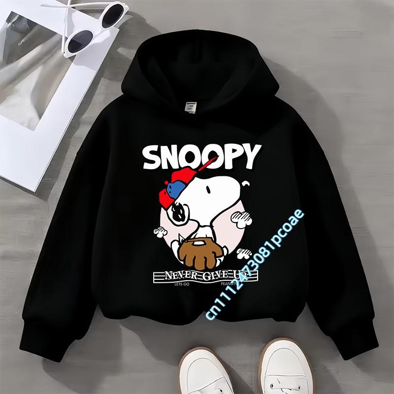 Snoopy children's hooded sweatshirt for boys, girls, casual top with cartoon print, long sleeve, autumn/winter collection
