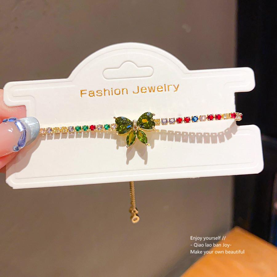 Korean Style Cubic Zirconia Butterfly Cuff Bracelet For Women Fashion Summer Accessory