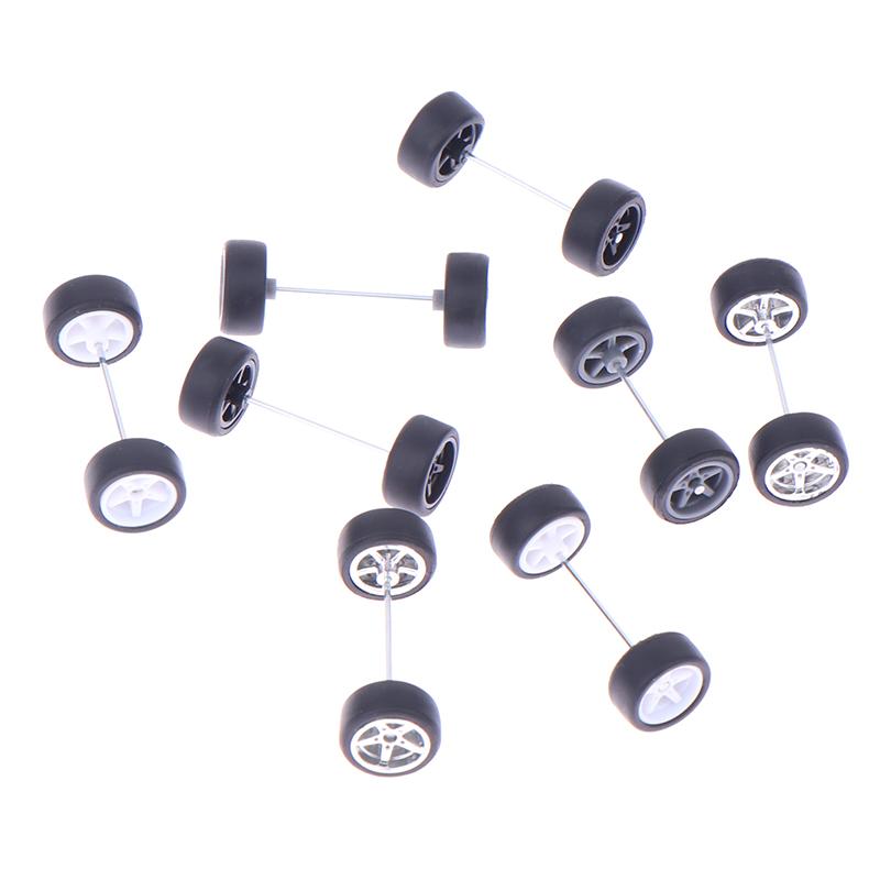 1Set Diy Racing Vehicle Toys 1:64 Car Wheels For Rubber Tire With Wheel Axle Model Modified Part