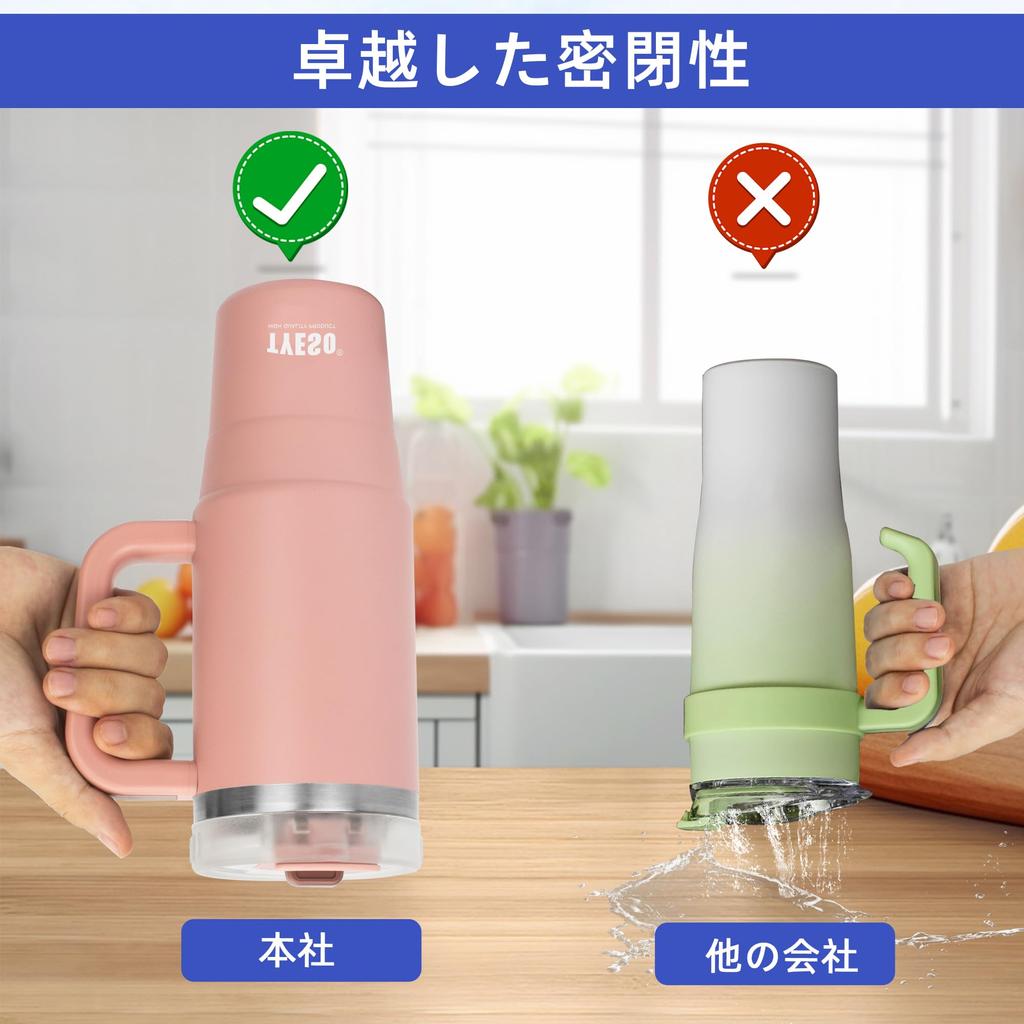 Бутылка для холодной воды TYESO из нержавеющей стали с вакуумным двойным широким большим розовым стаканом, 0,9 л, для хранения, бутылка, соломинка, ручка, кружка,