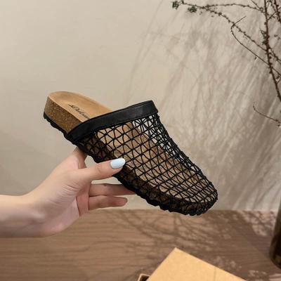 Модная сетчатая верхняя одежда на плоской подошве, серебристая сумка, шлепанцы-половинки, женская обувь, новые летние крутые шлепанцы на мягкой подошве