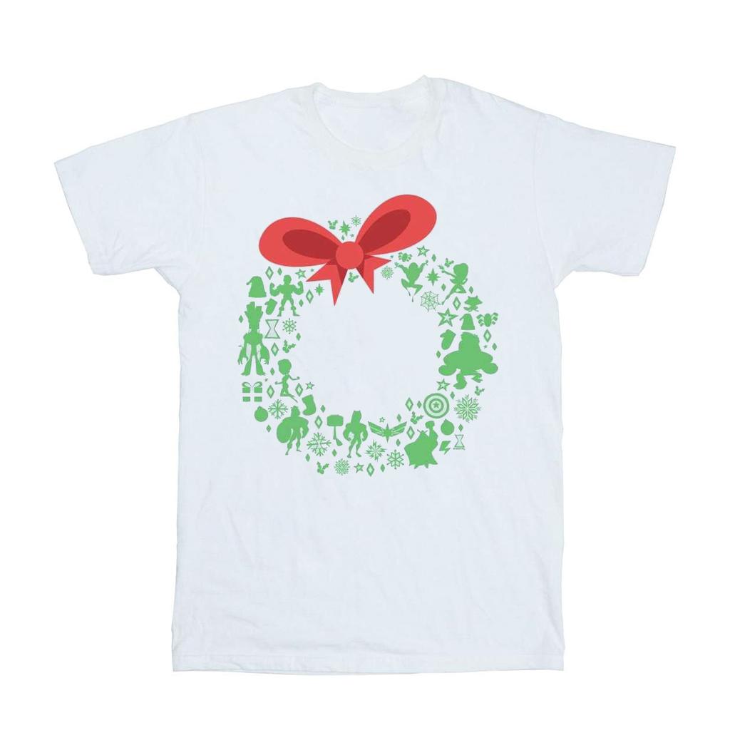 Marvel Mens Avengers Christmas Wreath T-Shirt