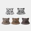 Cow/ Leopard Print Bucket Hat Cat's Ears Basin Hats New Panama Fishing Cap  Unisex