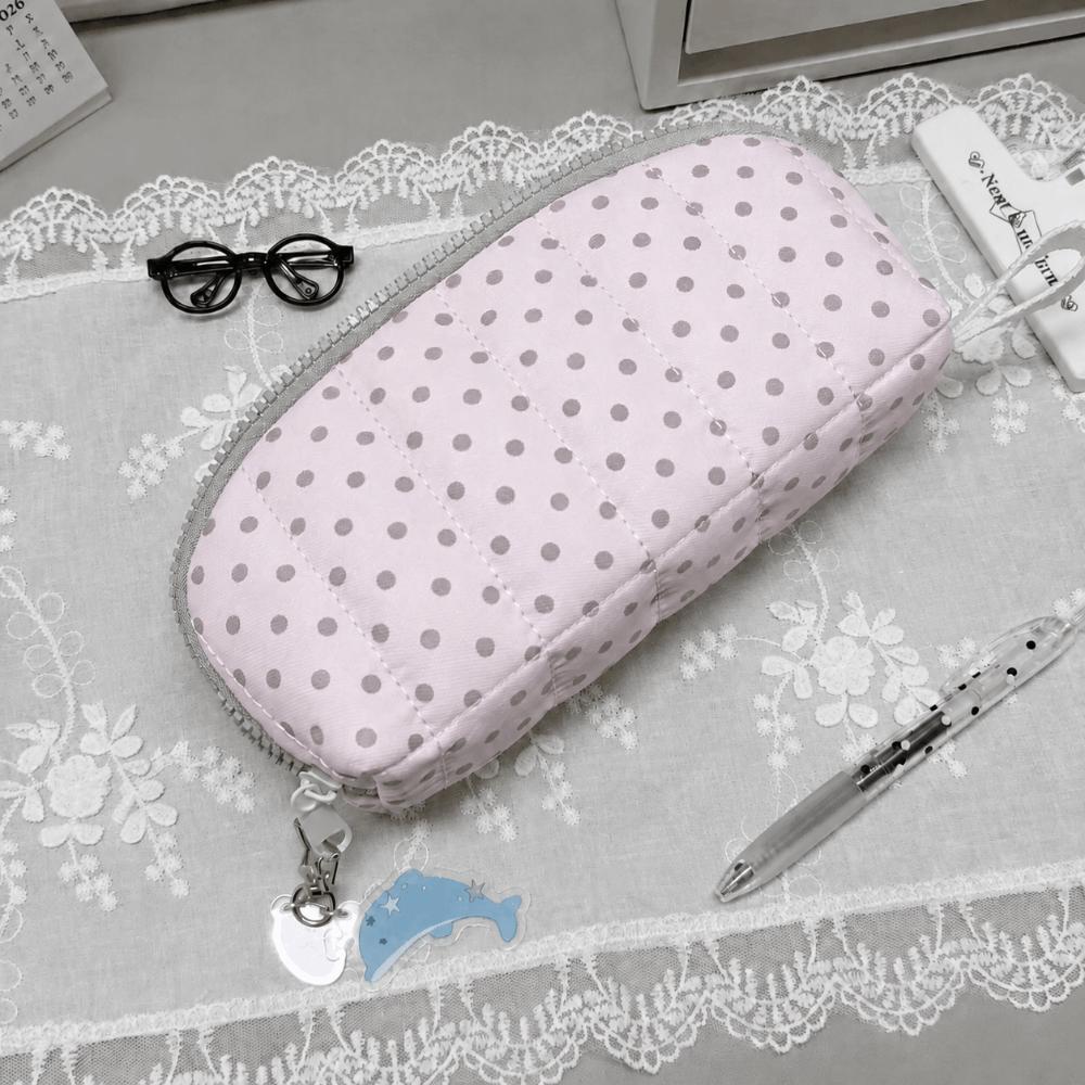 Multi-Layer Divided Pencil Case Polka Dot Print Pen Bag Kawaii Stationery Storage Bag Home Travel