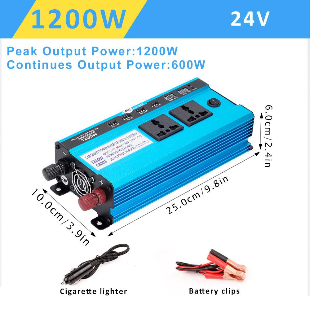 4USB солнечный автомобильный инвертор 3000 Вт инвертор постоянного тока 12 В 24 В 48 В в переменный ток 220 В преобразователь напряжения трансформатор двойной ЖК-дисплей