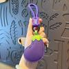 Eggplant Vegetable Keychain Carrot Car Keyring Cute PU Leather Bag Pendant  Girl/Boy