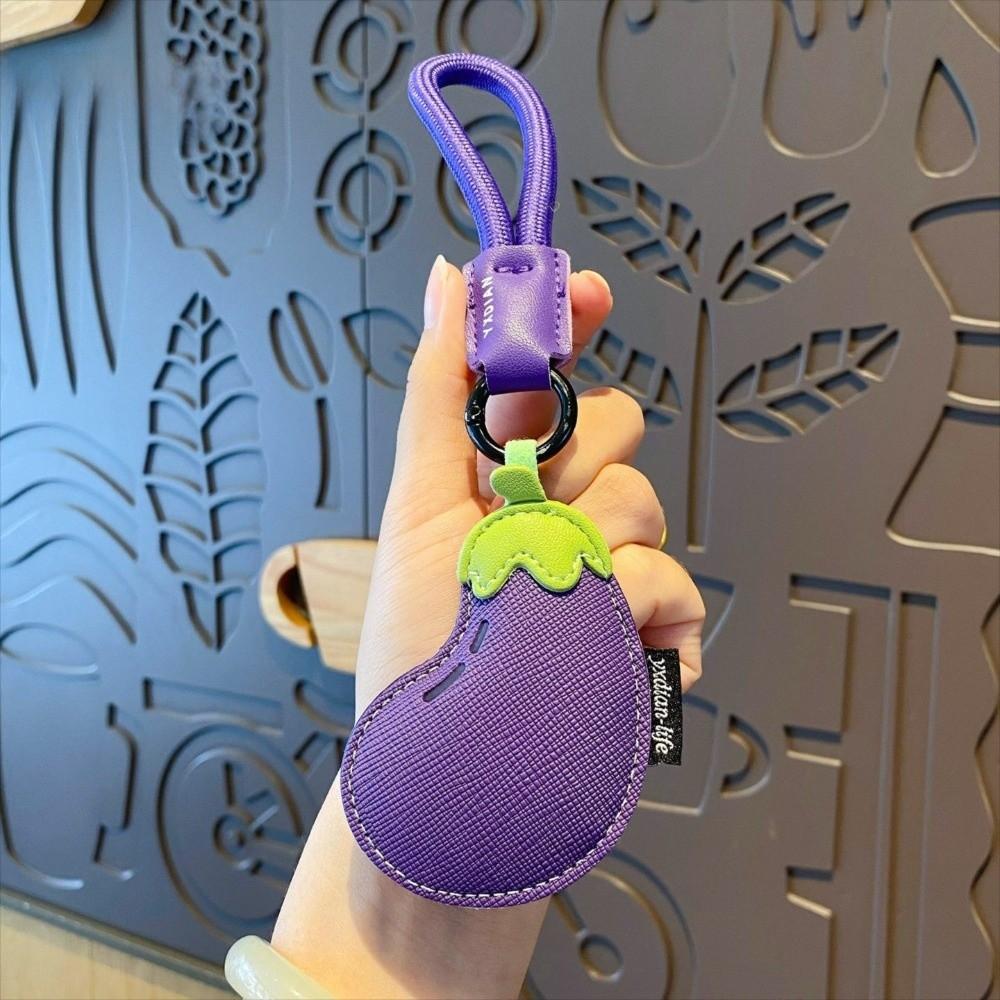 Eggplant Vegetable Keychain Carrot Car Keyring Cute PU Leather Bag Pendant  Girl/Boy