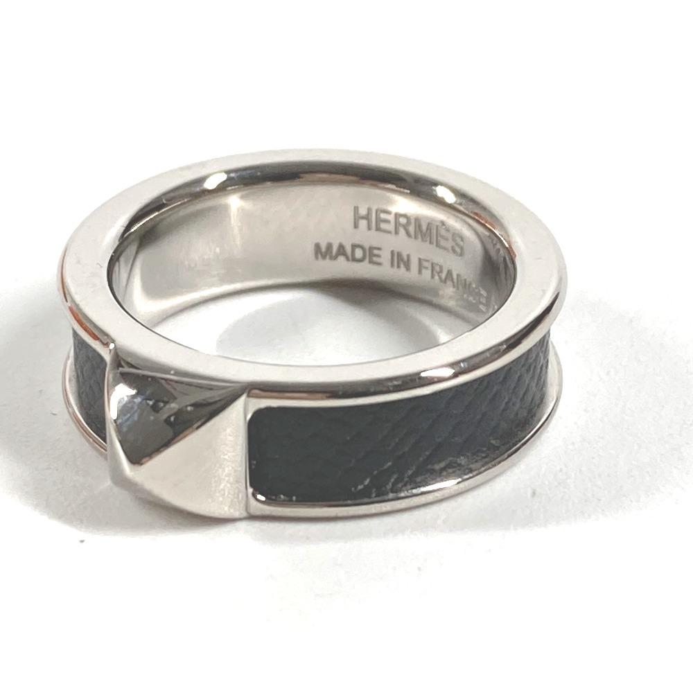 HERMES Athens Accessories Ring Metal / Leather Black/Silver