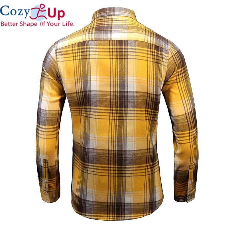 Cozy Up Men's Slim-Fit Long-Sleeve Plaid Herringbone Shirt