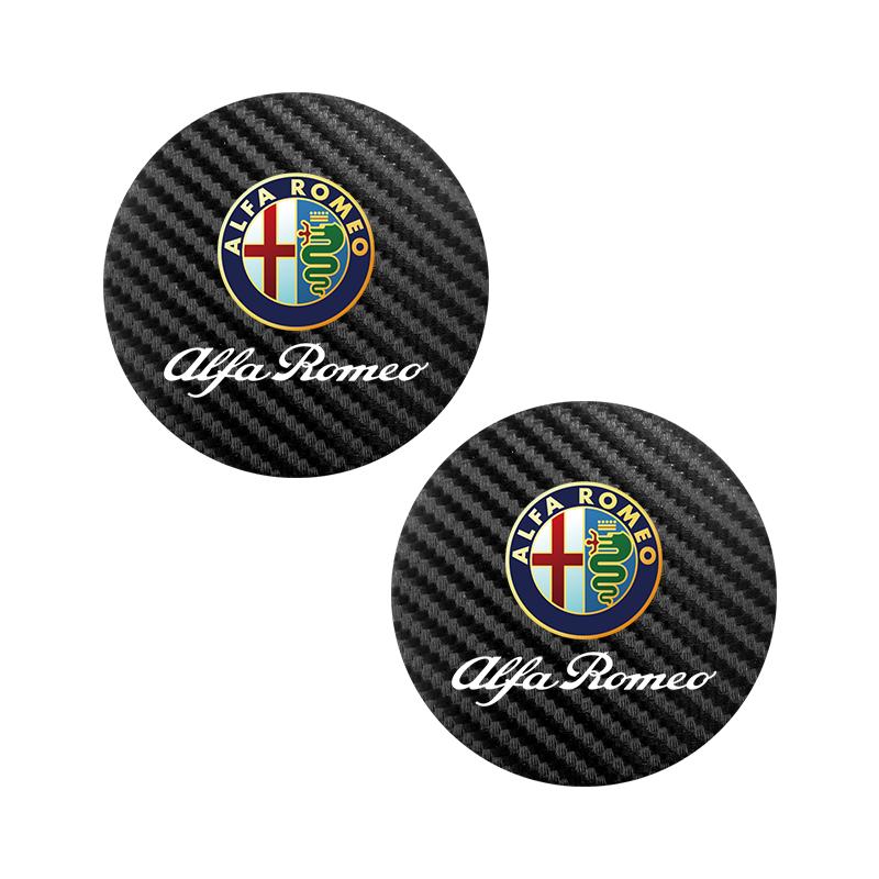 Car Stickers For Alfa Romeo 2Pcs Car Carbon Leather Water Cup Pad Anti-noise Coaster Mat For Alfa Romeo Giulia Stelvio 156 Tonal