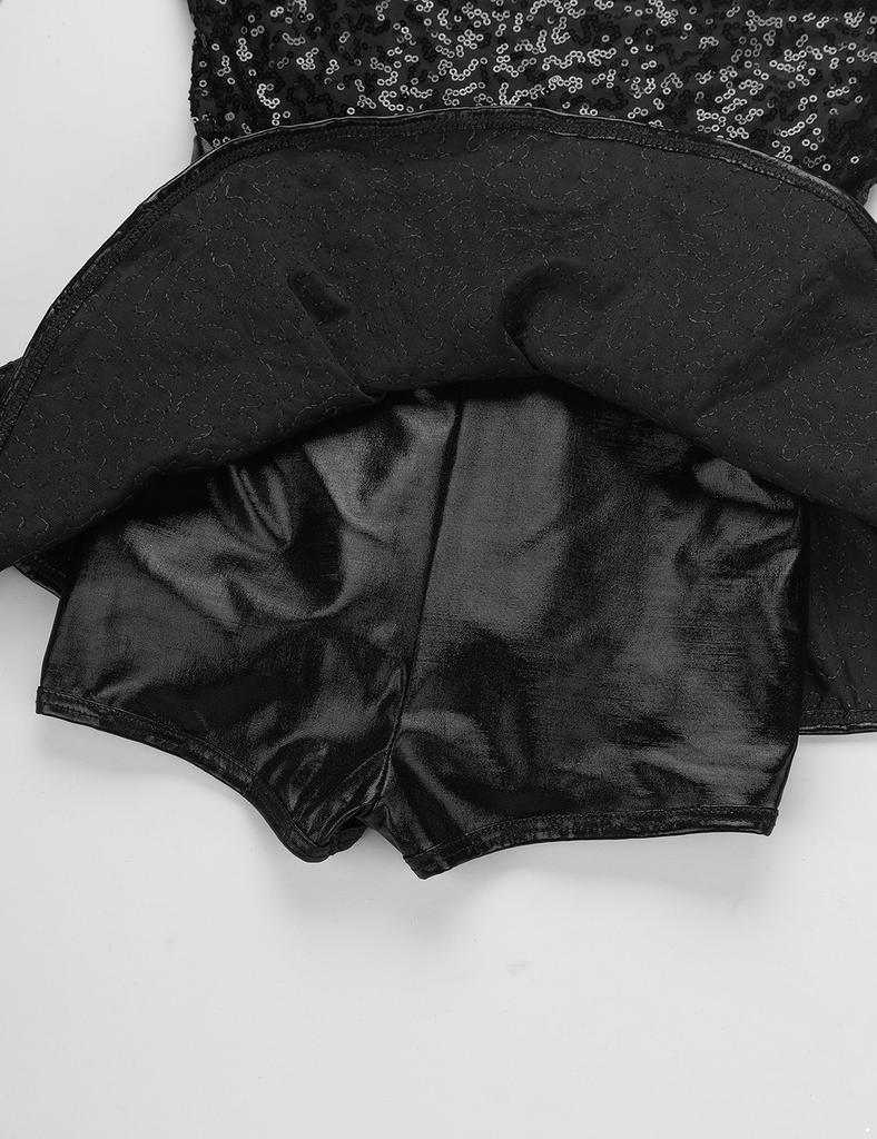 Детская джазовая современная танцевальная одежда для девочек, платье-купальник без рукавов с блестками и бантом на талии, балетное танцевальное трико