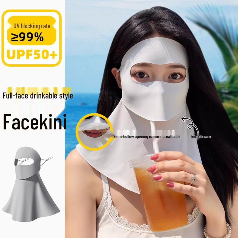 Питьевой Facekini с защитой от УФ и закрытием шеи - Дышащая женская маска для лица