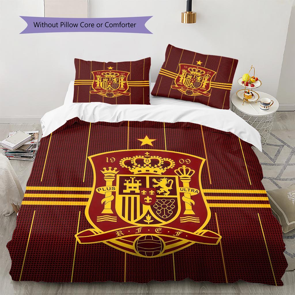 Spain National Football Team Pattern Bedding Quilt Set Home Decoration Gift (1 * duvet cover + 2 * pillowcase without core)