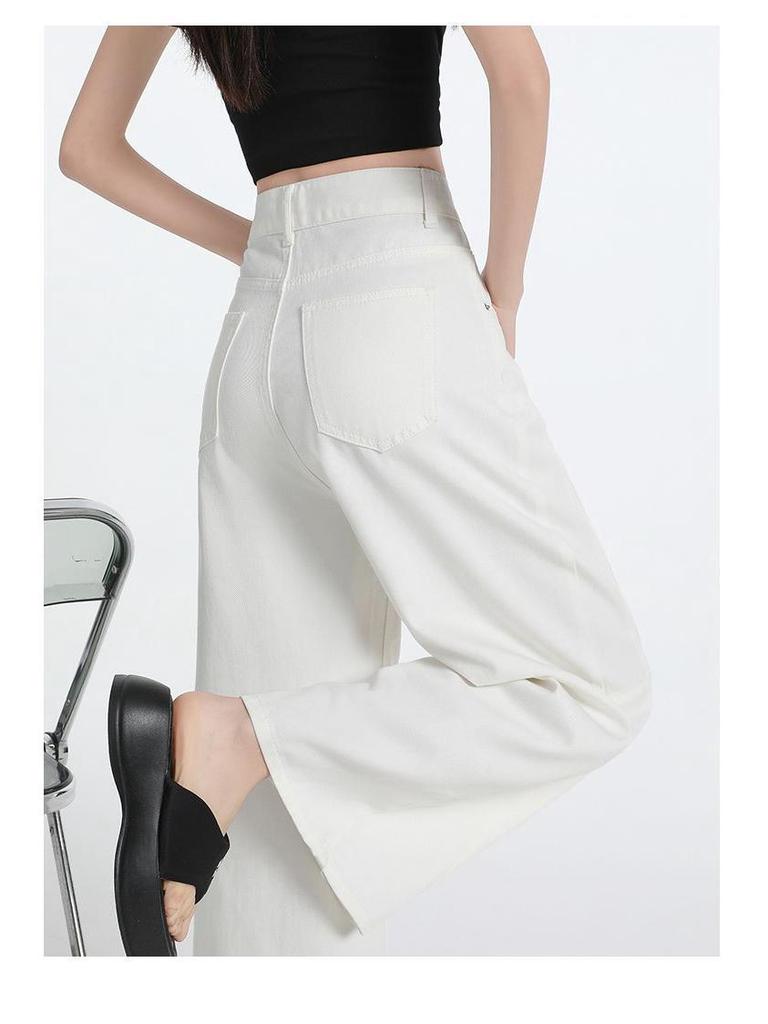 Женские джинсовые брюки wide-leg из тенсела - Высокая талия, стройнящие, дышащие, легкие, для лета и осени