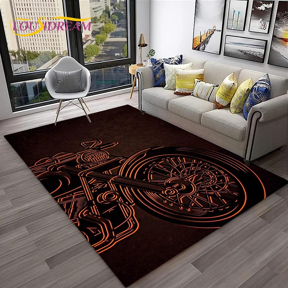 Vintage Motorcycle Retro Carpet Rug for Home Living Room Bedroom Playroom Sofa Doormat Decor,Kid Area Rug Non-slip Floor Mat