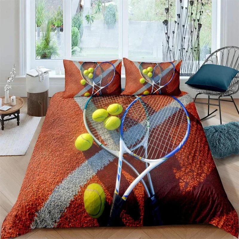 Tennis Ball Duvet Cover Set Sports Game Themed Bedding Set Twin Size For Kids Teens Adult Tennis Racket Ball Comforter Cover