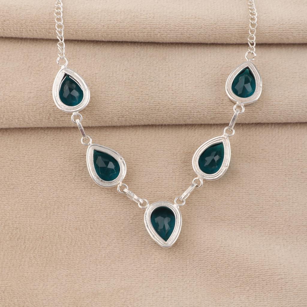 Ожерелье из апатита и серебра 925 пробы, ручной работы, на день рождения RN-1-2