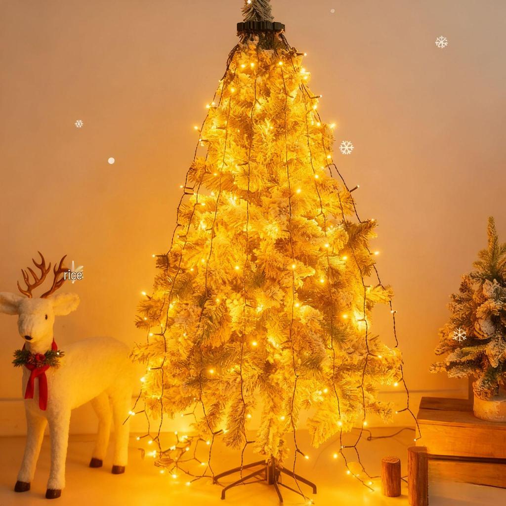 Cross-border LED Christmas Tree Topper Ring Waterfall String Lights Decoration - Multi-colored Atmosphere Lights