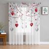 Тюлевые шторы с сердечками на день святого Валентина и листьями эвкалипта для гостиной, прозрачные занавески для спальни, кухни, жалюзи, вуаль, шторы