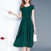 Женское летнее платье миди с круглым вырезом и коротким рукавом, элегантное платье с многослойным подолом и шнуровкой, платье миди трапециевидной формы, уличная одежда