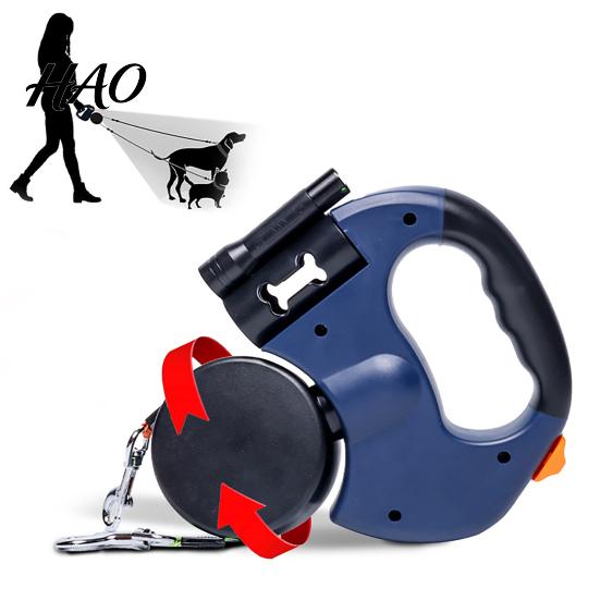 Hands Free Double Leash Dual Dog Retractable Heavy Duty Headed with Nylon 360-degree Swivelling And LED Light for Small Medium Large Dogs Waterproof