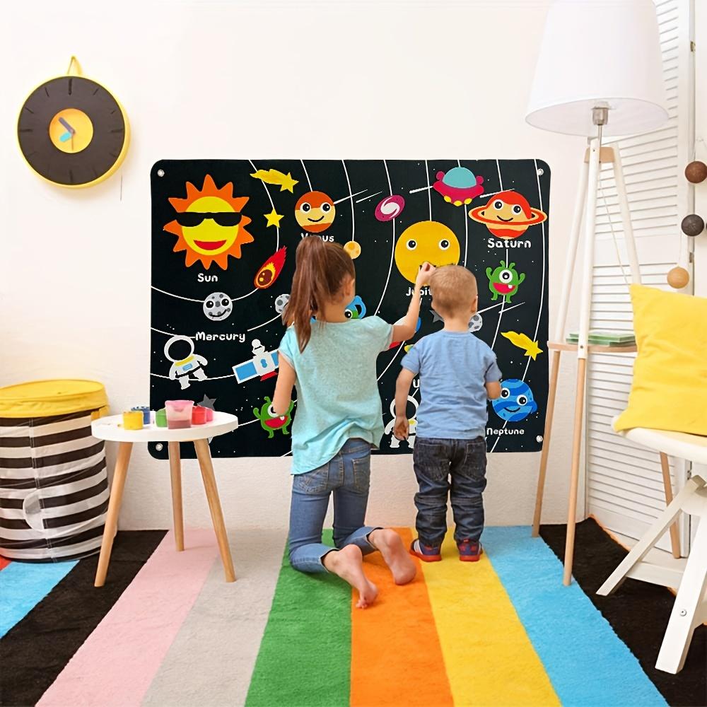 Космический фетр, доска Монтессори, игрушка, Солнечная система, Вселенная, рассказывание историй, фланелевой интерактивный игровой коврик, развивающие игрушки для детей