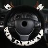 Cow Car Steering Wheel Cover with Horns Ears Anti Slip Sweat Absorption Comfortable 15 Inch Universal Women Auto Steering Wheel Protector Car