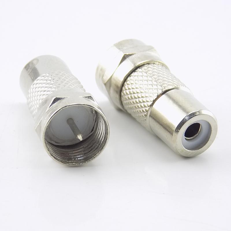 2pcs Coaxial Connector F-type Male Plug To RCA Female Jack Adapter Coax AV Convert