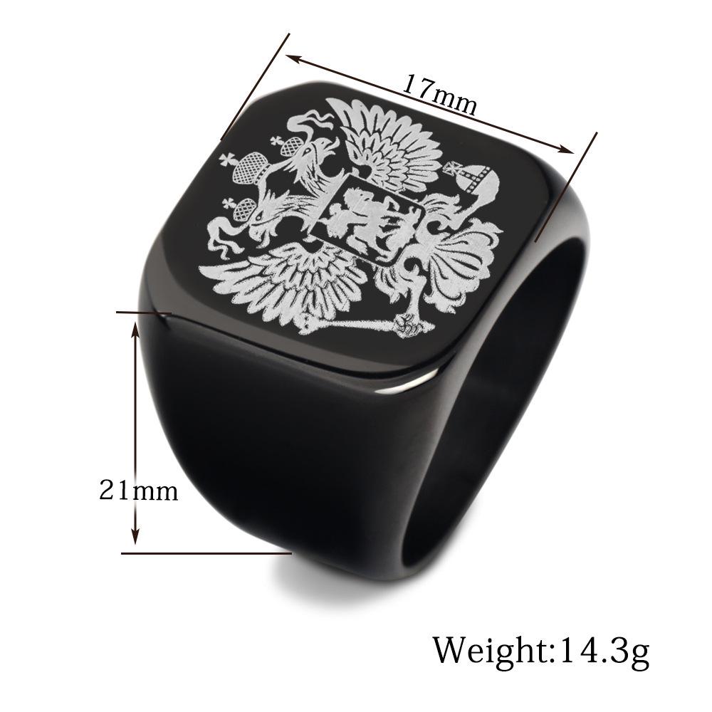 18MM Европейское и Американское Квадратное Кольцо с Двуглавым Орлом из Нержавеющей Стали