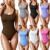 Women Summer Solid Color U-neck Sleeveless Bodysuit