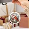 Lightweight Christmas Decor Acrylic Red Bird Ornament, Snow Scene Pattern Xmas Tree Festive Wall Door Hangings Hanging Decor, Retro Round Pendant for