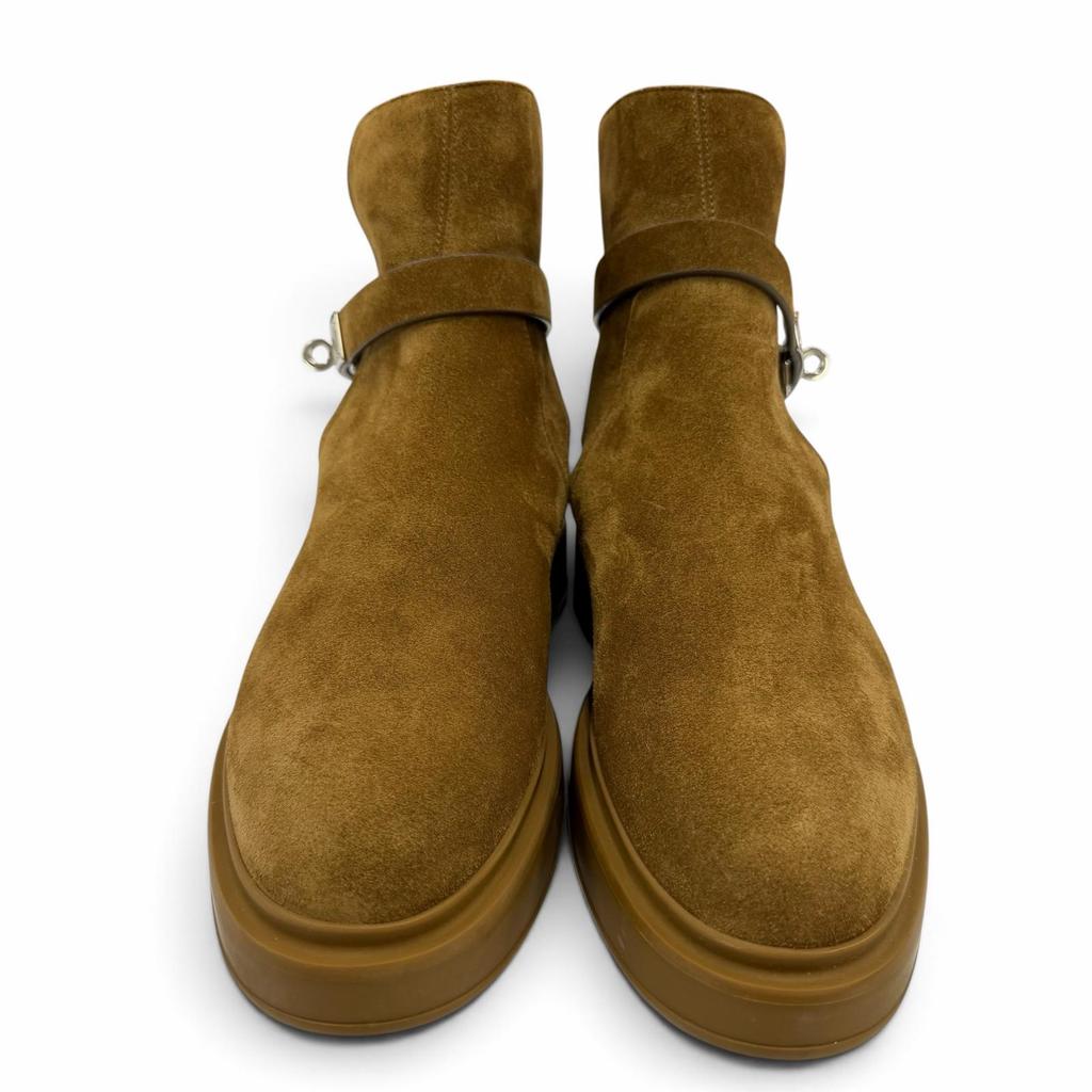 Excellent HERMES short boots veo Kelly buckle sheepskin Brown Mouton Women 36 Used