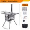 Small Camping Wood Stove with Oven & Camping Table with Chimney Pipe Stainless Steel for Cooking Hiking Fishing Backpacking
