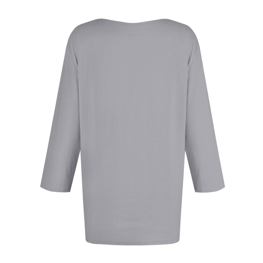 Женская модная повседневная однотонная футболка с v-образным вырезом и рукавами 3/4, топ