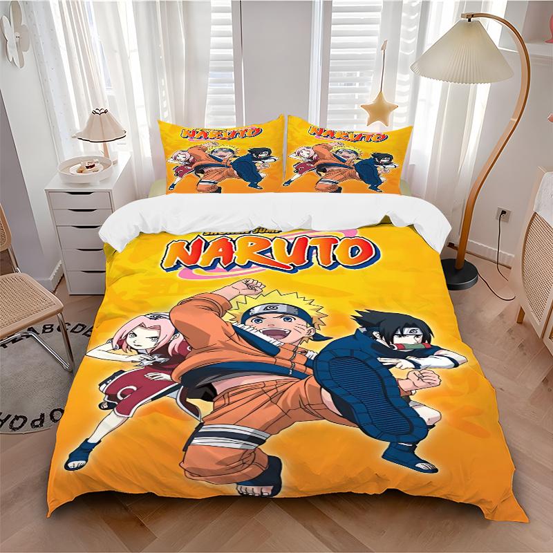 3pcs Naruto Characters Quilt Cover Set (1 Quilt Cover + 2 Pillowcases Without Pillow Core), High-Definition Printing for Home and Dormitory.H064