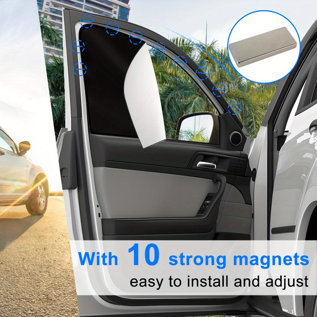 4 PCS Car Side Window Sun Shades, Magnetic Front Rear Window Shades for Sun Heat Blocking Amp;amp;amp; UV Protection.