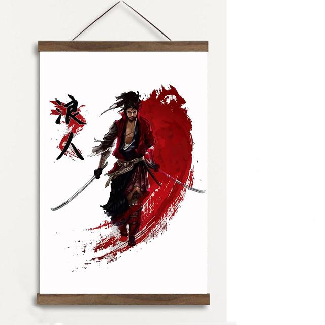 Япония Самурай Аниме Плакат Абстрактное Настенное Искусство Бусидо Холст Картина Японские Воины Портретная Картина Печать Домашний Настенный Декор Без Рамки