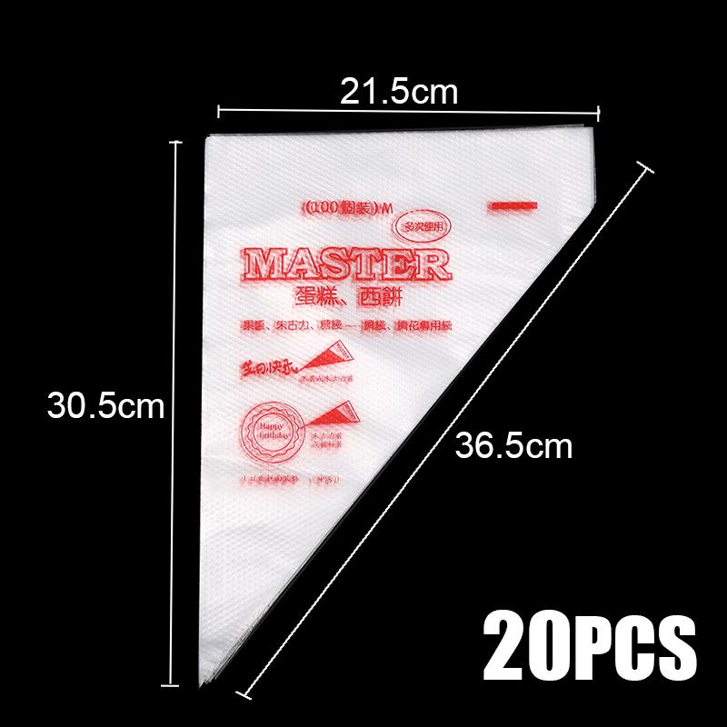 20pcs Disposable Pastry Bags S/M/L Baking Piping Bag for Cake Cream Dessert Design Decor Tip Nozzle Bag Tool Kitchen Accessories