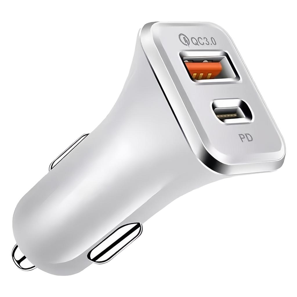 Автомобильное зарядное устройство с двумя портами USB C PD18W и USB A QC3.0 Адаптер для быстрой зарядки смартфонов, планшетов и ноутбуков