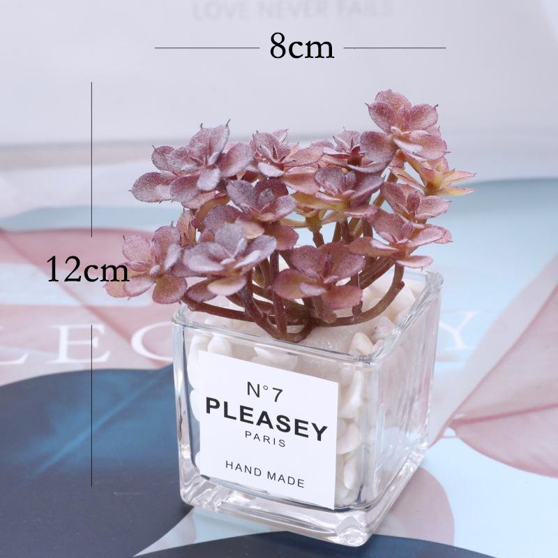 Desktop Bookshelf Decor: Faux Succulent Cactus with Dried Flowers