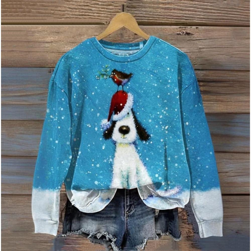 Christmas Day Cute Cat Printed Clothing 3d Animals Print Harajuku Hoodie Autumn/Winter Round Neck Sweater 2024 Longsleeves Tops