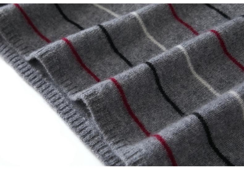 100% Cashmere Women's Color Block Stripe Round Neck Sweater - Autumn/Winter Loose Fit Retro Knitwear Top