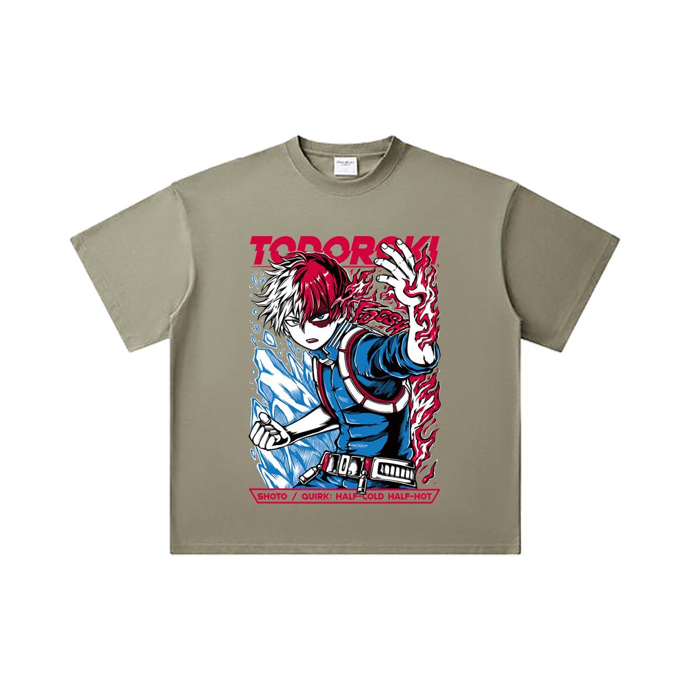 260 GSM Double Yarn 32 Count 100% Cotton My Hero Academia V10 Shoto Print Unisex Heavy Cotton T Shirt
