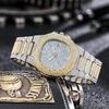 2022 Rhinestone Calendar Quartz Watch with Full Diamond Steel Band for Men and Women